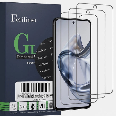 1 Case + 3x Samsung Galaxy S21FE Tempered Glass Screen Protector Ferilinso New