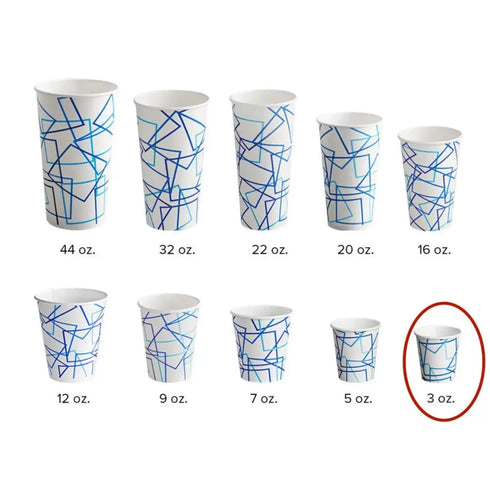 1000x 3oz Poly Coated Paper Cold Cup Round White Blue Beverage Sample Ice Cream