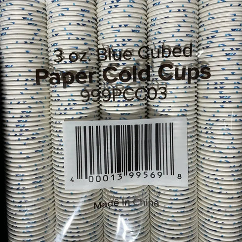 1000x 3oz Poly Coated Paper Cold Cup Round White Blue Beverage Sample Ice Cream