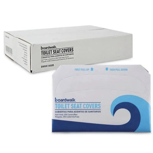 1000x Toilet Covers - Boardwalk K1000B 14.17”x 16.73” WT (250/SLV, 4 SLV/CT)