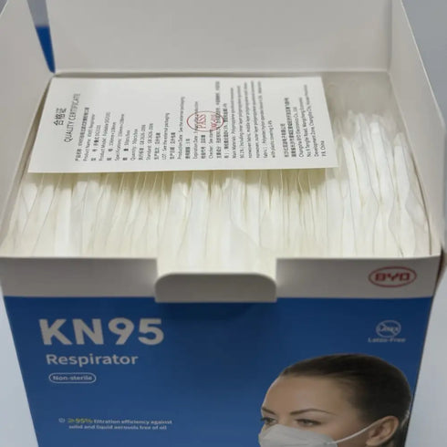 100x BYD CARE KN95 Respirator Breathable Comfortable Foldable Safety 2 Boxes x50
