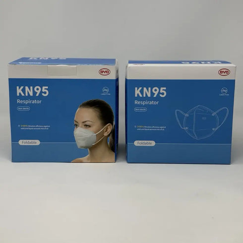100x BYD CARE KN95 Respirator Breathable Comfortable Foldable Safety 2 Boxes x50