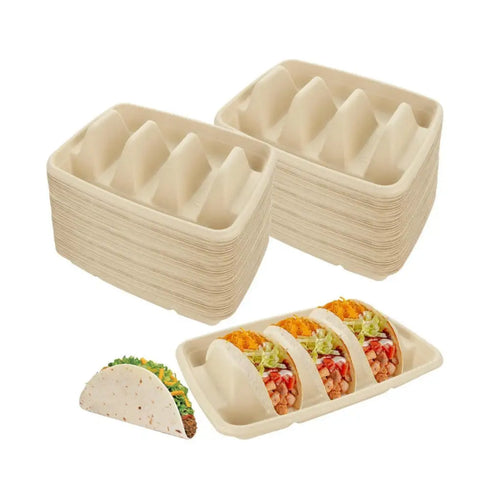 100x Disposable Taco Holders for Party, Premium Paper Taco Plates (Pack Of 100)