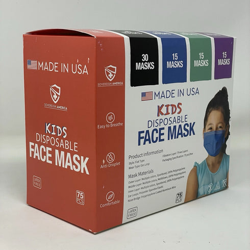 150x Kids Disposable Face Masks 3-Ply Earloop Latex-Free Breathable Made in USA