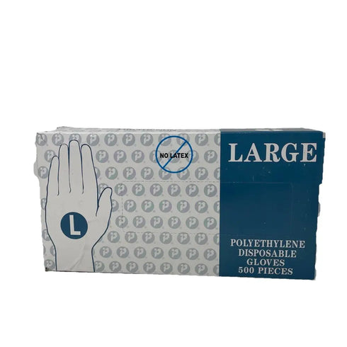 2000x Large Polyethylene Disposable Gloves, Powder-Free, Latex Free 4x 500ct