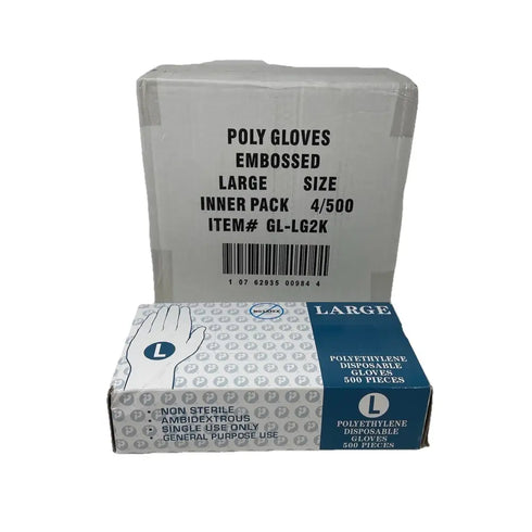 2000x Large Polyethylene Disposable Gloves, Powder-Free, Latex Free 4x 500ct