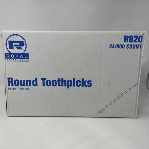 24x800 Royal R820 2.5" Round Wood Toothpicks (19200 Toothpicks/CT) New