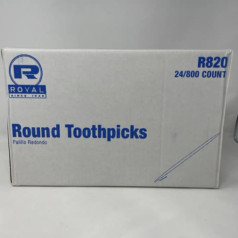 24x800 Royal R820 2.5" Round Wood Toothpicks (19200 Toothpicks/CT) New