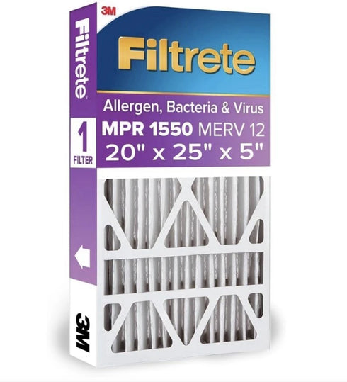 2pk 20x25x5 AC Furnace Air Filter, MPR 1550, MERV 12, Fit Trion Air Bear Furnace