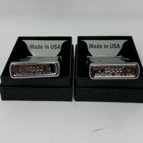 2x Genuine Zippo Windproof Lighter, Polished Chrome US Made Statue Of Liberty