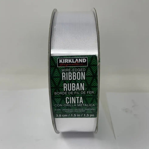 2x Kirkland Wire-Edged White Ribbon 1.5" x 50 yds - Christmas Wreath Bows