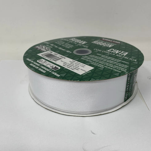 2x Kirkland Wire-Edged White Ribbon 1.5" x 50 yds - Christmas Wreath Bows