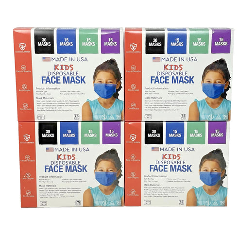 300x Kids Disposable Face Masks 3-Ply Earloop Latex-Free Breathable Made in USA