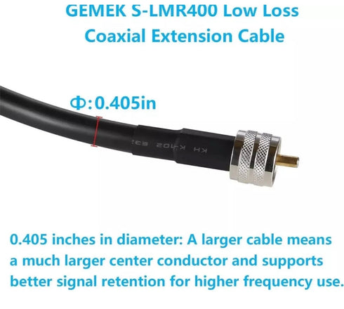 36ft Male PL259 to Male PL259 Extension Cable, Low Loss S-MR400 Coax UHF M/M