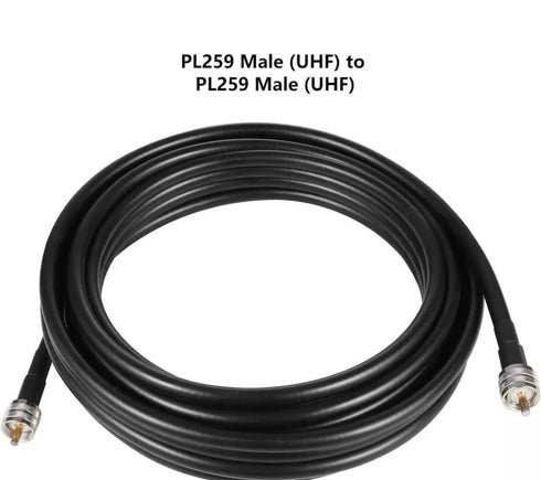 36ft Male PL259 to Male PL259 Extension Cable, Low Loss S-MR400 Coax UHF M/M