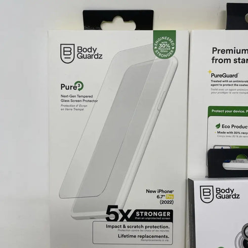 3x iPhone 15 Pro Max Tempered Glass Screen + 1 Camera Protector BodyGuardz 6.7”
