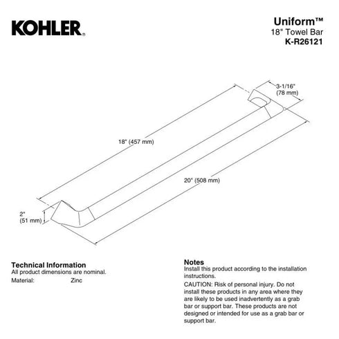 3x Kohler Uniform 24” Towel Bar R26121-BN Brushed Nickel Bathroom Accessory New