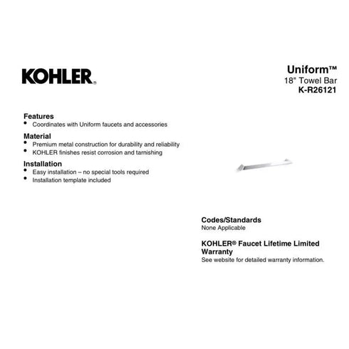 3x Kohler Uniform 24” Towel Bar R26121-BN Brushed Nickel Bathroom Accessory New