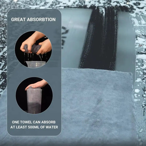 6 Pack Gray Edgeless Microfiber Towels 16”x16” Coral Velvet 550 GSM Super Soft