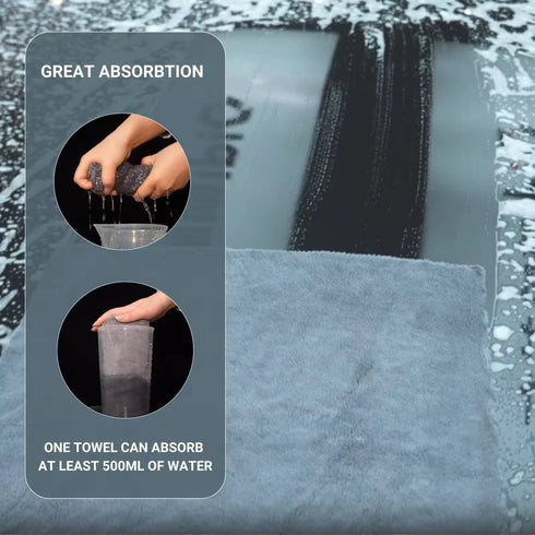 6 Pack Gray Edgeless Microfiber Towels 16”x16” Coral Velvet 550 GSM Super Soft