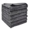 6 Pack Gray Edgeless Microfiber Towels 16”x16” Coral Velvet 550 GSM Super Soft