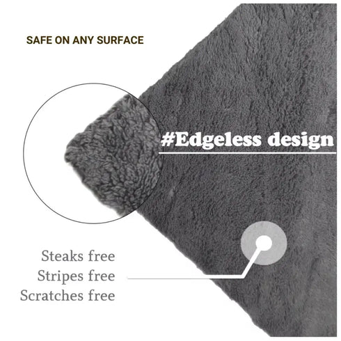 6 Pack Gray Edgeless Microfiber Towels 16”x16” Coral Velvet 550 GSM Super Soft