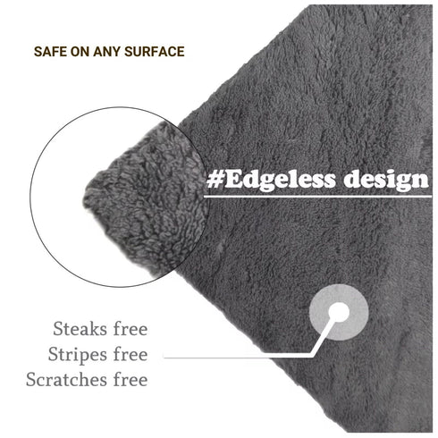 6 Pack Gray Edgeless Microfiber Towels 16”x16” Coral Velvet 550 GSM Super Soft