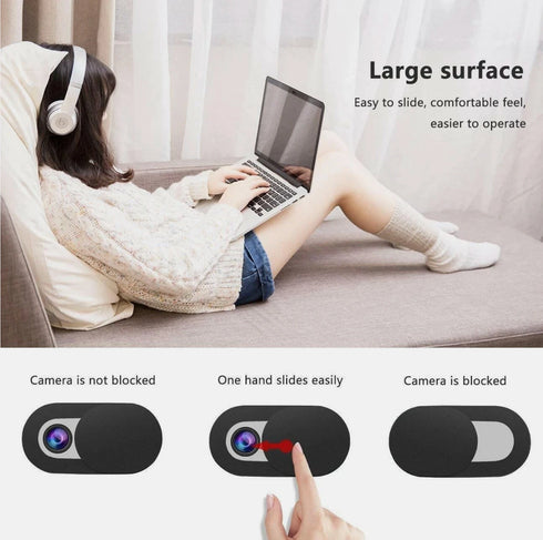 6 Pack Privacy Webcam Cover Web Camera Blocker Computer 0.03in Ultra-Thin Black