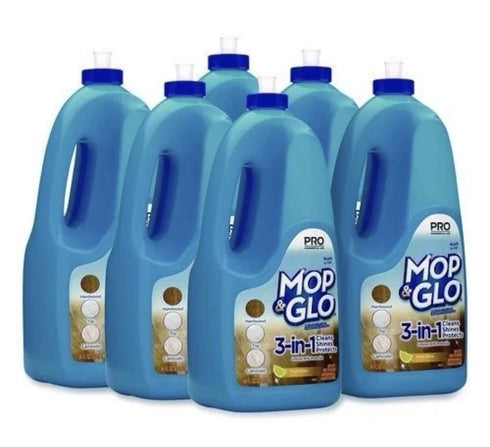 6x Professional Mop & Glo Floor Cleaner, Fresh Citrus, 64oz Bottle