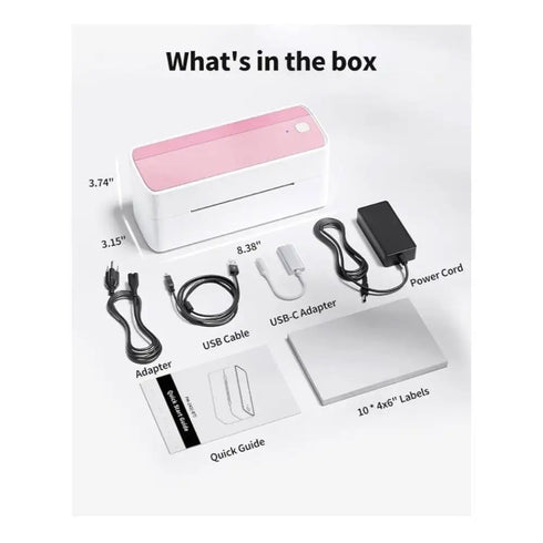 Bluetooth Thermal Label Printer -pink PM-241-BT Wireless Shipping Label Printers