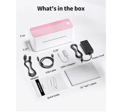 Bluetooth Thermal Label Printer -pink PM-241-BT Wireless Shipping Label Printers