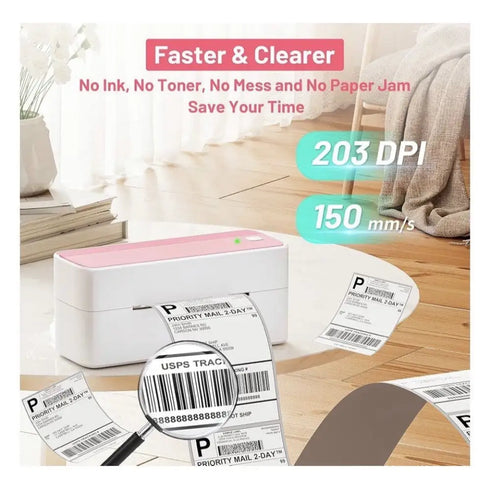 Bluetooth Thermal Label Printer -pink PM-241-BT Wireless Shipping Label Printers