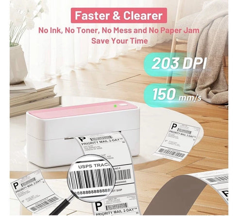 Bluetooth Thermal Label Printer -pink PM-241-BT Wireless Shipping Label Printers