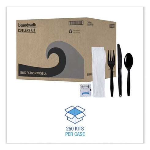 Boardwalk FKTNSMWPSBLA Fork/Knife/Napkin/Pepper/Salt/Spoon Kit (250/CT) New