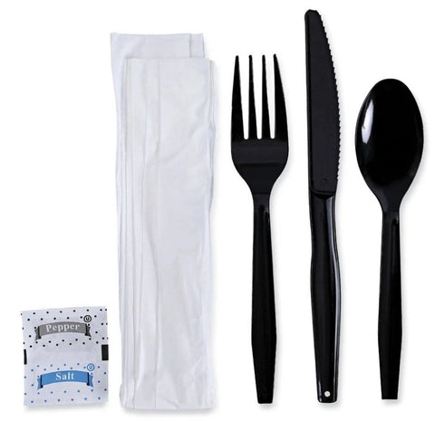 Boardwalk FKTNSMWPSBLA Fork/Knife/Napkin/Pepper/Salt/Spoon Kit (250/CT) New
