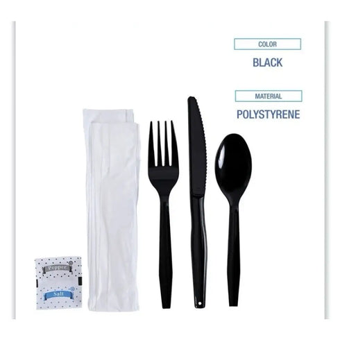 Boardwalk FKTNSMWPSBLA Fork/Knife/Napkin/Pepper/Salt/Spoon Kit (250/CT) New