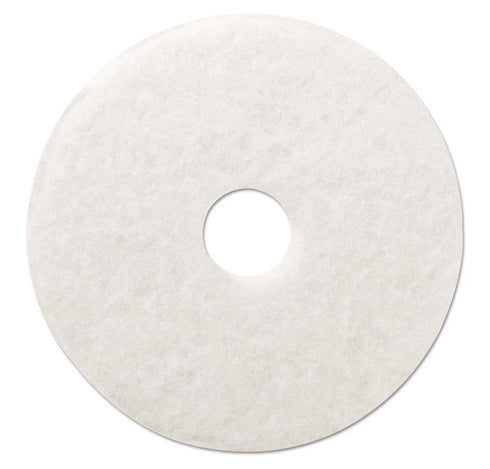 Boardwalk Polishing Floor Pads, 20" Diameter, White, 5/Carton