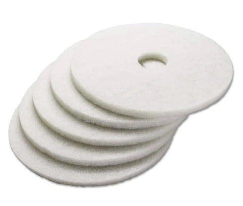 Boardwalk Polishing Floor Pads, 20" Diameter, White, 5/Carton