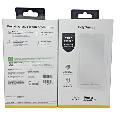 BodyGuardz Pure 2 Tempered Glass Screen Protector - Samsung Galaxy S24 FE Clear
