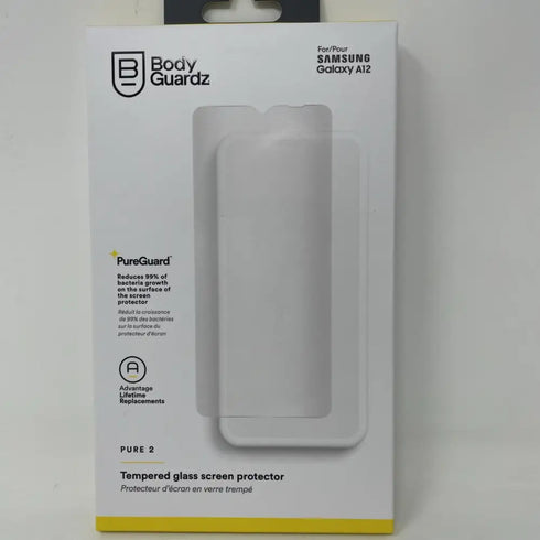 BodyGuardz Pure2 Tempered Glass Screen Protector for Samsung Galaxy A12