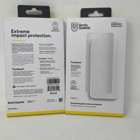 BodyGuardz Pure2 Tempered Glass Screen Protector for Samsung Galaxy A12