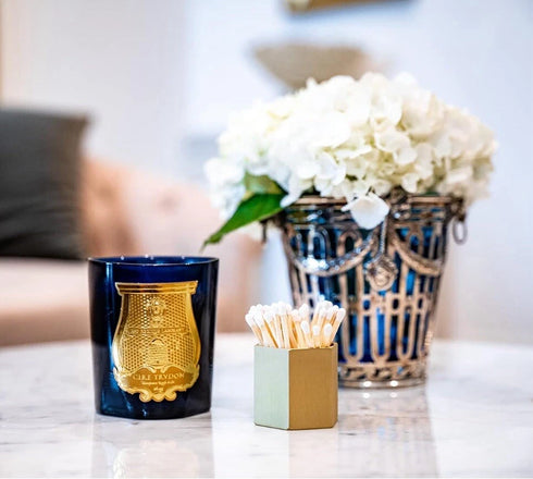 Solid Brass Match Holder and Striker - Modern Hexagonal Decor