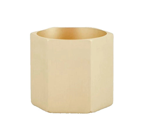Solid Brass Match Holder and Striker - Modern Hexagonal Decor
