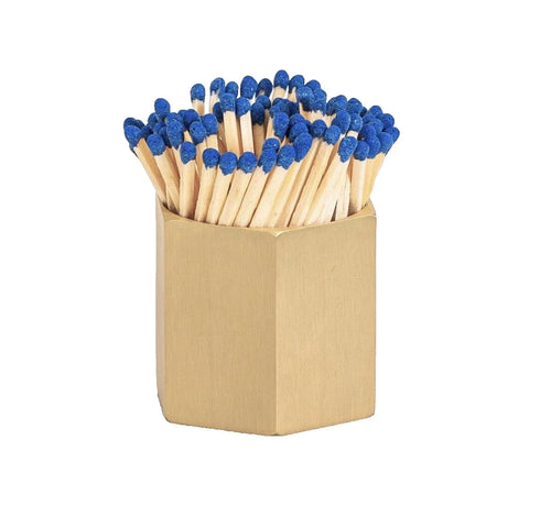 Solid Brass Match Holder and Striker - Modern Hexagonal Decor