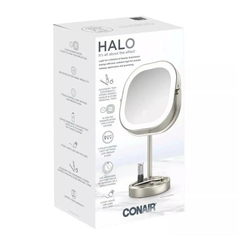 Conair Halo LED Rechargeable Vanity Mirror 3 Light Settings - Perfect Condition