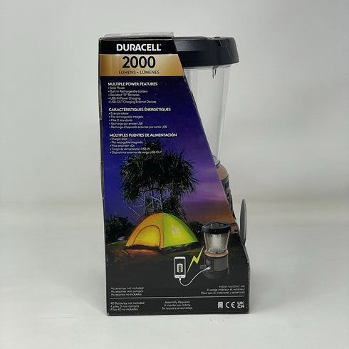 Duracell TRI-Power 2000 Lumen LED Solar + USB Rechargable Battery Lantern Light
