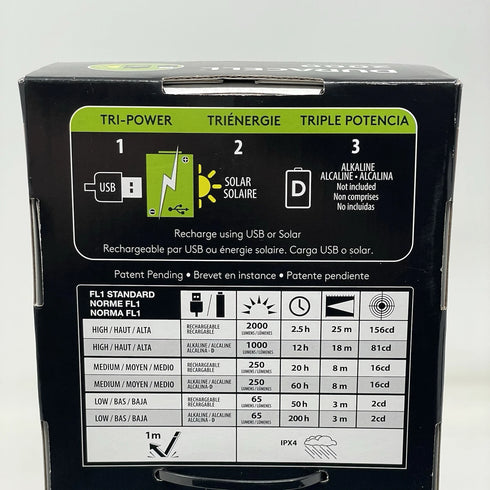 Duracell TRI-Power 2000 Lumen LED Solar + USB Rechargable Battery Lantern Light