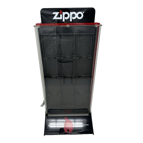 Genuine ZIPPO Lockable Acrylic Display Case Countertop Fits 10 Lighters & Fluid