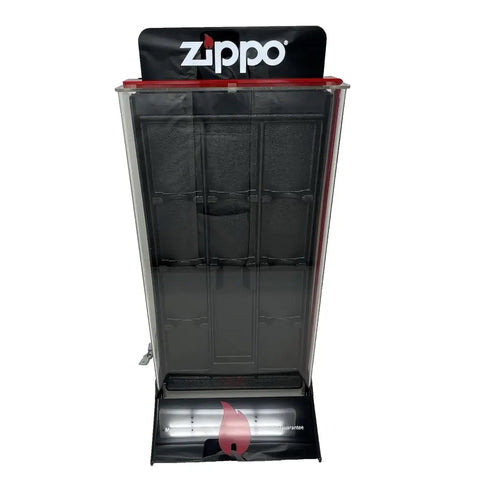 Genuine ZIPPO Lockable Acrylic Display Case Countertop Fits 10 Lighters & Fluid