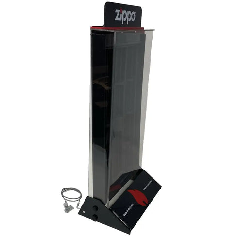 Genuine ZIPPO Lockable Acrylic Display Case Countertop Fits 10 Lighters & Fluid